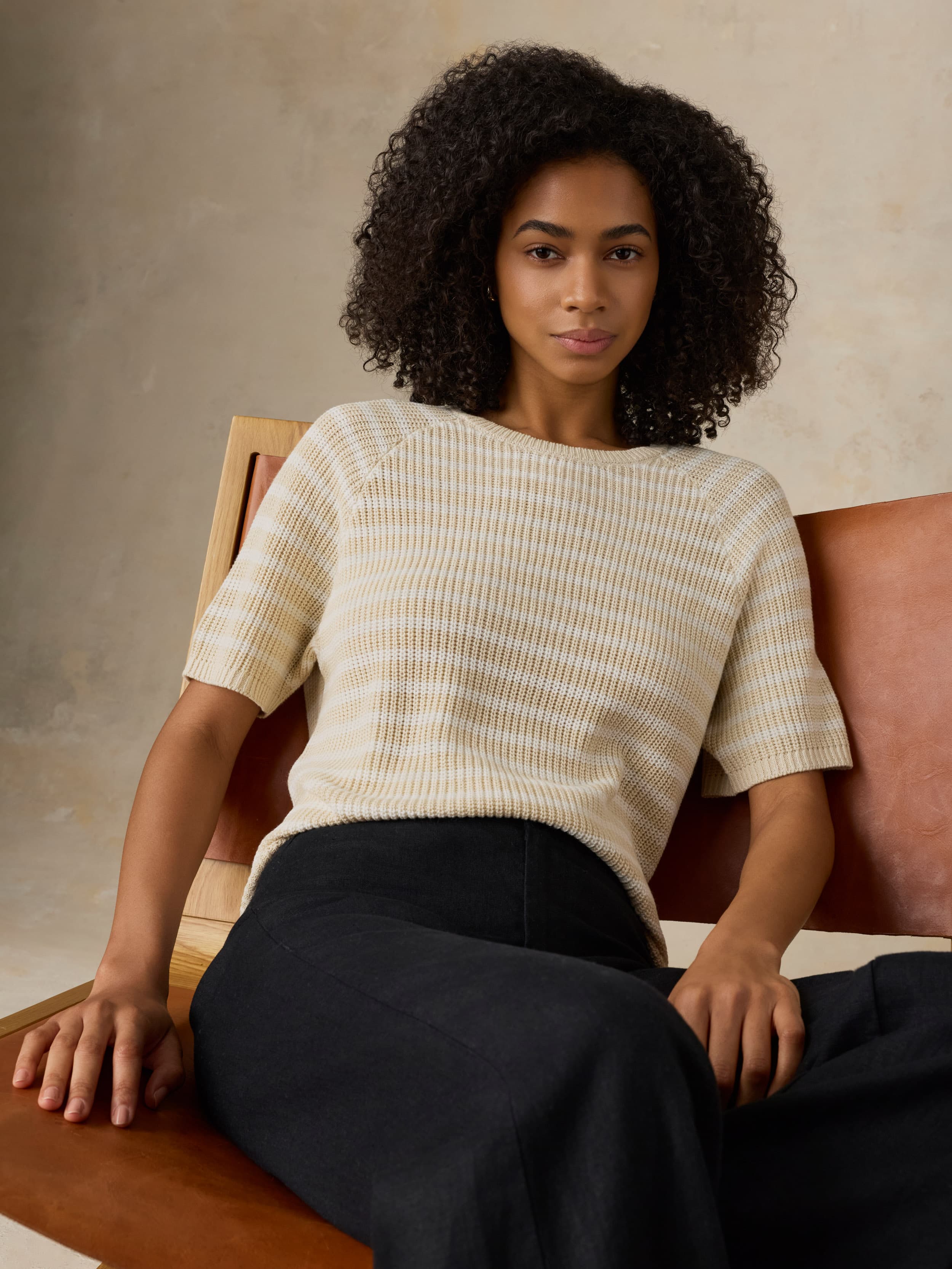 Miramar Linen Tee - Sand Lines | Faherty Brand