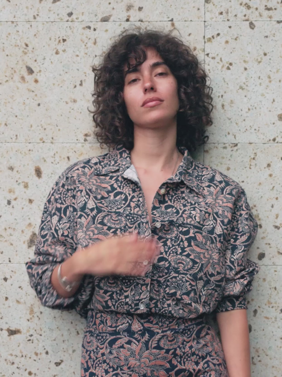 Linen Oversized Shirt - Shadowed Garden