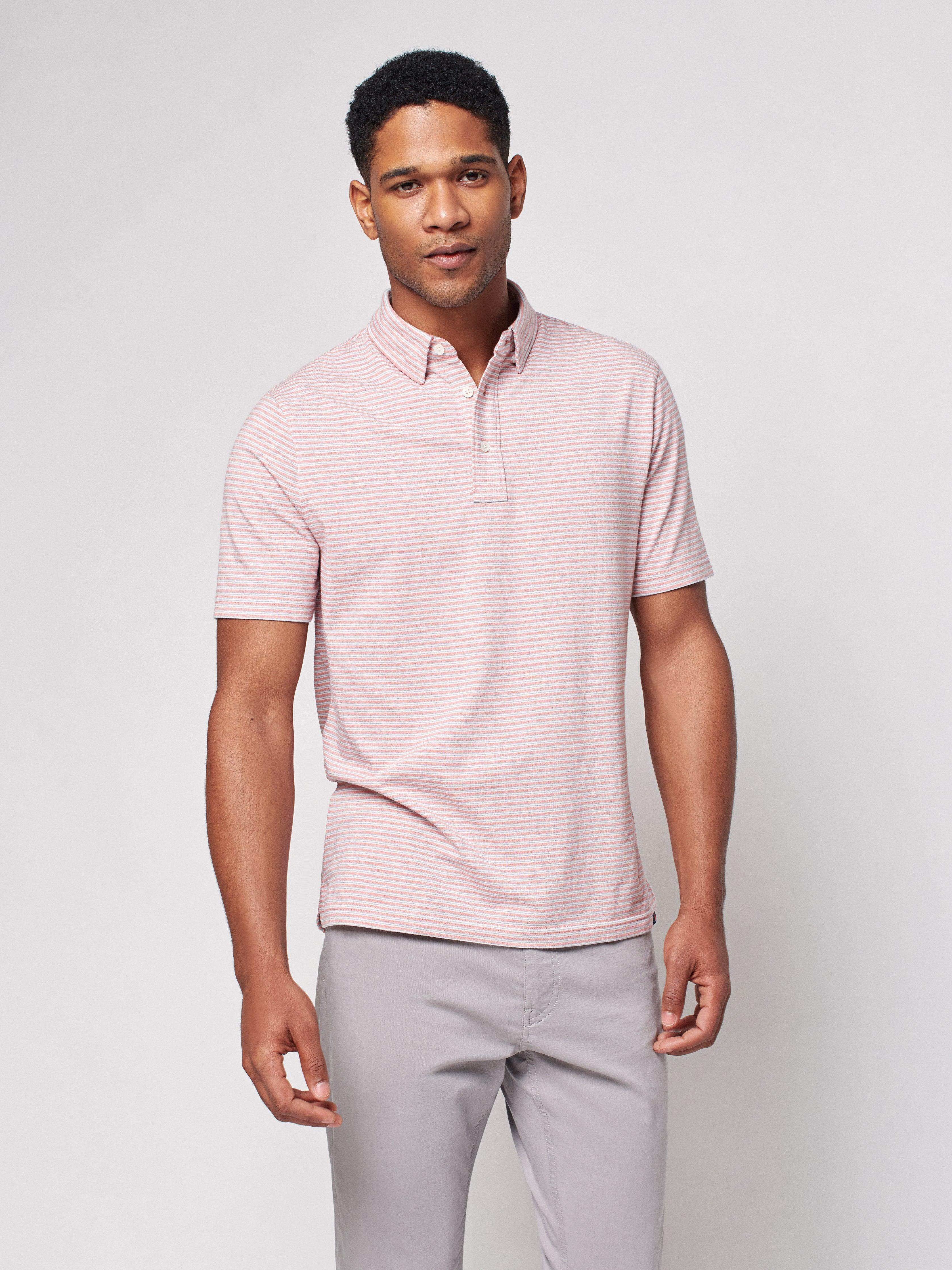 Short-Sleeve Movement Polo (Tall) - Rose Madaket Stripe